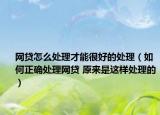网贷怎么处理才能很好的处理（如何正确处理网贷 原来是这样处理的）