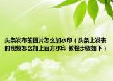 头条发布的图片怎么加水印（头条上发表的视频怎么加上官方水印 教程步骤如下）