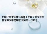 忙碌了多少天什么歌曲（忙碌了多少天辛苦了多少年是啥歌 快去听一下吧）
