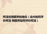 柯洁在围棋界的地位（业内如何评价柯洁 围棋界如何评价柯洁）