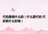 代拍是做什么的（什么是代拍 代拍有什么影响）