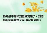 杨幂是不是和刘恺威复婚了（刘恺威和杨幂复婚了吗 有没有可能）