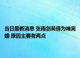 当日最新消息 张雨剑吴倩为啥离婚 原因主要有两点