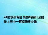 24时快讯专区 新致转债什么时候上市中一签能赚多少钱