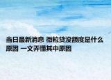 当日最新消息 微粒贷没额度是什么原因 一文弄懂其中原因