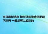 当日最新消息 榕树贷款资金匹配能下款吗 一般是可以放款的