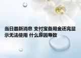 当日最新消息 支付宝备用金还完显示无法使用 什么原因导致