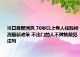 当日最新消息 70岁以上老人核酸检测最新政策 不出门的人不做核酸犯法吗