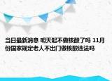 当日最新消息 明天起不做核酸了吗 11月份国家规定老人不出门做核酸违法吗