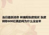 当日最新消息 林瑞阳张庭现状 张庭转移600亿真的吗为什么没坐牢