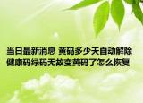 当日最新消息 黄码多少天自动解除 健康码绿码无故变黄码了怎么恢复