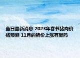 当日最新消息 2023年春节猪肉价格预测 11月的猪价上涨有望吗