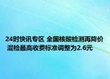 24时快讯专区 全国核酸检测再降价 混检最高收费标准调整为2.6元