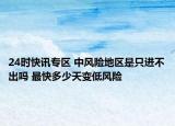 24时快讯专区 中风险地区是只进不出吗 最快多少天变低风险