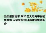 当日最新消息 双11各大电商平台销售数据 天猫京东双11最新销售额多少