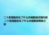 二十条措施优化了什么央视解读详细内容 二十条措施优化了什么央视解读具体介绍
