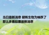 当日最新消息 健帆生物为啥跌了那么多看股票最新消息