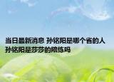 当日最新消息 孙铭阳是哪个省的人 孙铭阳是莎莎的陪练吗