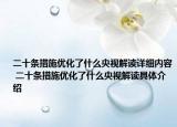 二十条措施优化了什么央视解读详细内容 二十条措施优化了什么央视解读具体介绍