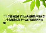 二十条措施优化了什么央视解读详细内容 二十条措施优化了什么央视解读具体介绍