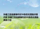 孙春兰各地要操作好20条优化措施详细内容 孙春兰各地要操作好20条优化措施具体介绍