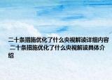 二十条措施优化了什么央视解读详细内容 二十条措施优化了什么央视解读具体介绍