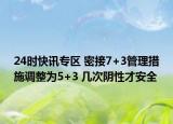 24时快讯专区 密接7+3管理措施调整为5+3 几次阴性才安全