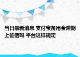 当日最新消息 支付宝备用金逾期上征信吗 平台这样规定