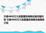 欠债4600万大叔直播卖烤肠还债详细内容 欠债4600万大叔直播卖烤肠还债具体介绍