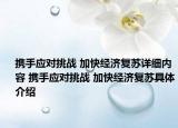 携手应对挑战 加快经济复苏详细内容 携手应对挑战 加快经济复苏具体介绍