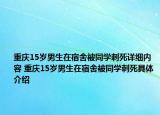 重庆15岁男生在宿舍被同学刺死详细内容 重庆15岁男生在宿舍被同学刺死具体介绍