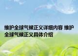 维护全球气候正义详细内容 维护全球气候正义具体介绍