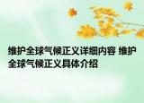 维护全球气候正义详细内容 维护全球气候正义具体介绍