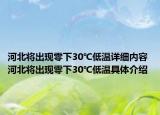 河北将出现零下30℃低温详细内容 河北将出现零下30℃低温具体介绍