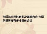 卡塔尔世界杯有多冷详细内容 卡塔尔世界杯有多冷具体介绍