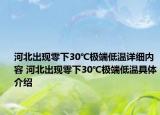 河北出现零下30℃极端低温详细内容 河北出现零下30℃极端低温具体介绍