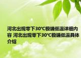 河北出现零下30℃极端低温详细内容 河北出现零下30℃极端低温具体介绍