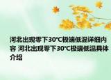 河北出现零下30℃极端低温详细内容 河北出现零下30℃极端低温具体介绍