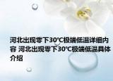 河北出现零下30℃极端低温详细内容 河北出现零下30℃极端低温具体介绍