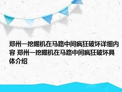 郑州一挖掘机在马路中间疯狂破坏详细内容