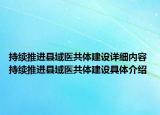 持续推进县域医共体建设详细内容 持续推进县域医共体建设具体介绍