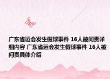 广东省运会发生假球事件 16人被问责详细内容 广东省运会发生假球事件 16人被问责具体介绍