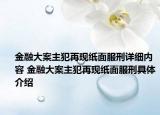金融大案主犯再现纸面服刑详细内容 金融大案主犯再现纸面服刑具体介绍