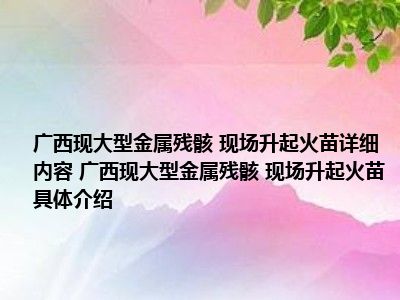 广西现大型金属残骸 现场升起火苗详细内容 广西现大型金属残骸 现场升起火苗具体介绍