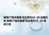 肺部CT需求暴增 检出率约10 -20 详细内容 肺部CT需求暴增 检出率约10 -20 具体介绍