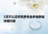 1月不认证停发养老金多地辟谣详细内容