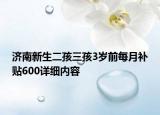 济南新生二孩三孩3岁前每月补贴600详细内容