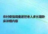 农村疫情调查逝世老人多长期卧床详细内容
