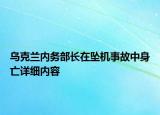 乌克兰内务部长在坠机事故中身亡详细内容