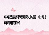 中纪委评春晚小品《坑》详细内容